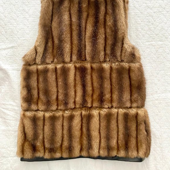 Vintage Zara Woman Faux Mink Fur Vest with Faux Leather Trim - Picture 15 of 15